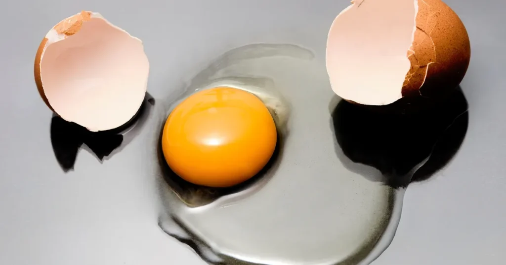 割った卵が崩れてしまった様子。料理の失敗は誰にでもある。